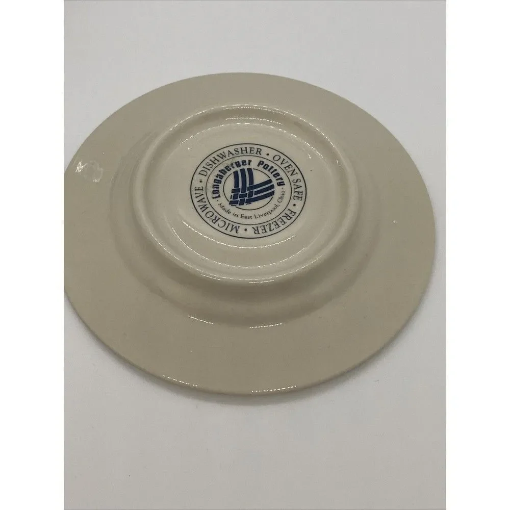 Longaberger Pottery Woven Traditions Classic Blue Cup and Saucer